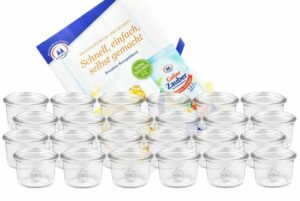 MamboCat Einmachglas 24er Set Weck Gläser 80ml Sturzgläser inkl. Gelierzauber Rezeptheft von Diamantzucker