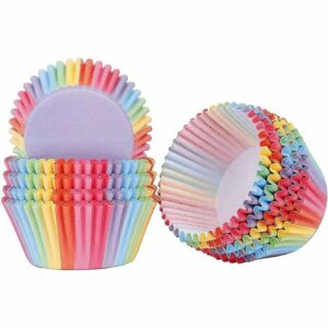 Lkupro Backpapier Regenbogen Cupcake Wrapper Bunte Papierförmchen für Muffins und Partys