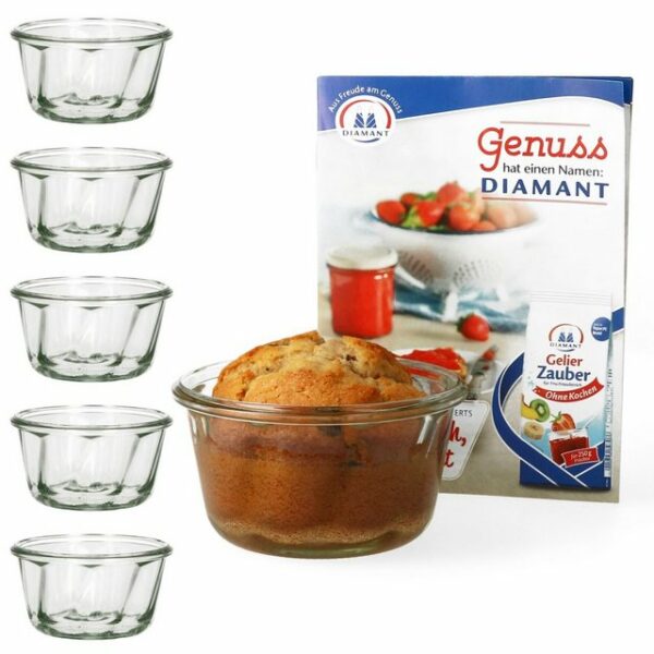 MamboCat Einmachglas 6er Set Weck Gugelhupfglas 280 ml mit Rezeptheft