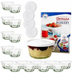 MamboCat Einmachglas 18er Set Weck Gugelhupfglas 280 ml + 18 Frischhaltedeckel mit Rezeptheft