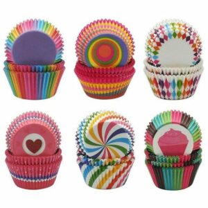 SUNEE Backform 30 Stücke Muffinförmchen Cupcake Regenbogen Papier Fällen Backförmchen