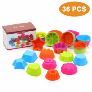 Gsedaox Muffinform 36 Stück Silikon Gugelhupfform Mini Muffinförmchen Bäckförmchen