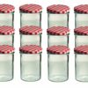 MamboCat Einmachglas CAPCRO 12er Set Sturzglas 435 ml Marmeladenglas Einmachglas Einweckglas To 82 rot karierter Deckel