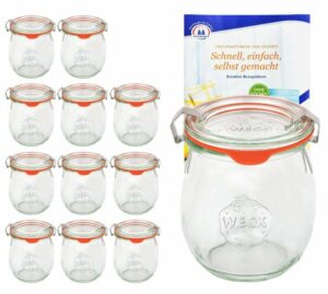 MamboCat Einmachglas 12er Set Weck Gläser 220 ml Tulpengläser mit 12 Glasdeckeln