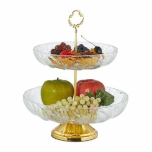 relaxdays Etagere Glas Etagere mit 2 Etagen