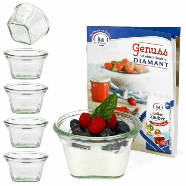 MamboCat Einmachglas 6er Set Weck Quentin 290 ml mit Rezeptheft