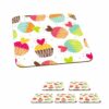 MuchoWow Glasuntersetzer Muffin - Regenbogen - Design - Herz
