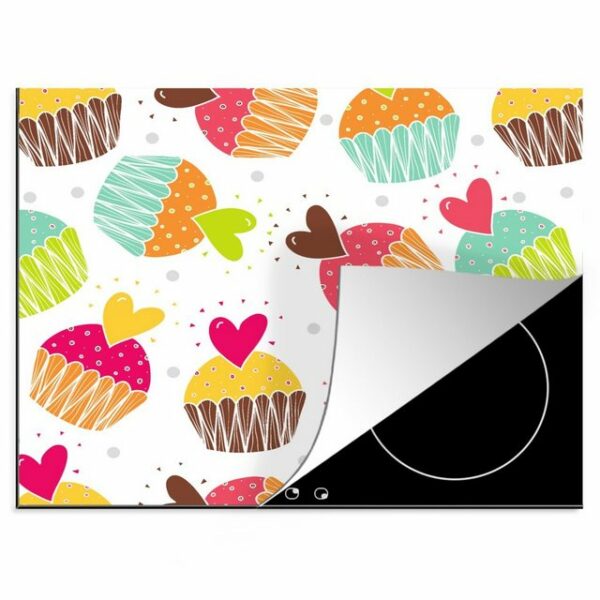 MuchoWow Herdblende-/Abdeckplatte Muffin - Regenbogen - Design - Herz