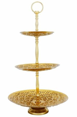 Marrakesch Orient & Mediterran Interior Etagere Orientalische Etagere 3 Etagen aus Metall Aghdas 50cm Hoch