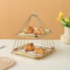 ZELLERFELD Etagere Etagere 2-stufig Goldkäfig Design Porzellan für Dessert Cake