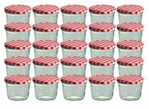 MamboCat Einmachglas CAPCRO 25er Set Sturzglas 230 ml Marmeladenglas Einmachglas Einweckglas To 82 rot karierter Deckel