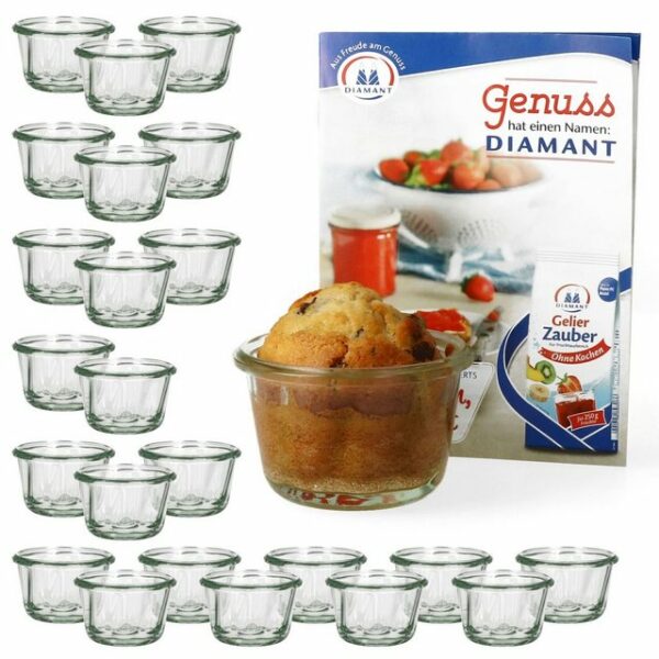 MamboCat Einmachglas 24er Set Weck Gugelhupfglas 165 ml mit Rezeptheft