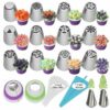 Yunnker Spritzbeutel 12x Russische Spritztüllen und 1 Profi-Spritzbeutel 20cm Torte Deko 27