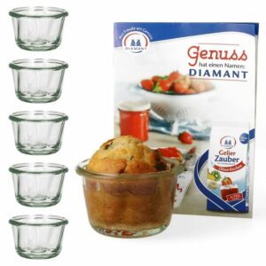 MamboCat Einmachglas 6er Set Weck Gugelhupfglas 165 ml mit Rezeptheft