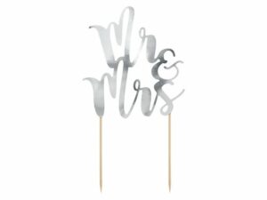 partydeco Einweggeschirr-Set Cake Topper - Mr & Mrs - 25