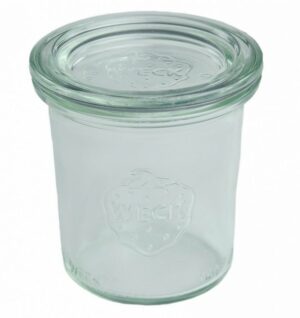 MamboCat Einmachglas 12er Set Weck Gläser 140 ml Sturzgläser mit 12 Glasdeckeln incl. Diamant-Zucker Gelierzauber Rezeptheft
