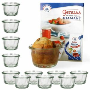 MamboCat Einmachglas 12er Set Weck Gugelhupfglas 165 ml mit Rezeptheft