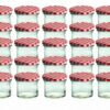 MamboCat Einmachglas CAPCRO 25er Set Sturzglas 125 ml Marmeladenglas Einmachglas Einweckglas To 66 rot karierter Deckel